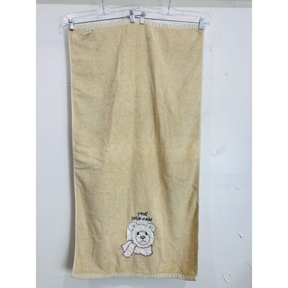 Vintage Christmas Body Towels Set 3 Teddy Bear Tartan Beary Warm Wishes Bathwork - Picture 6 of 15